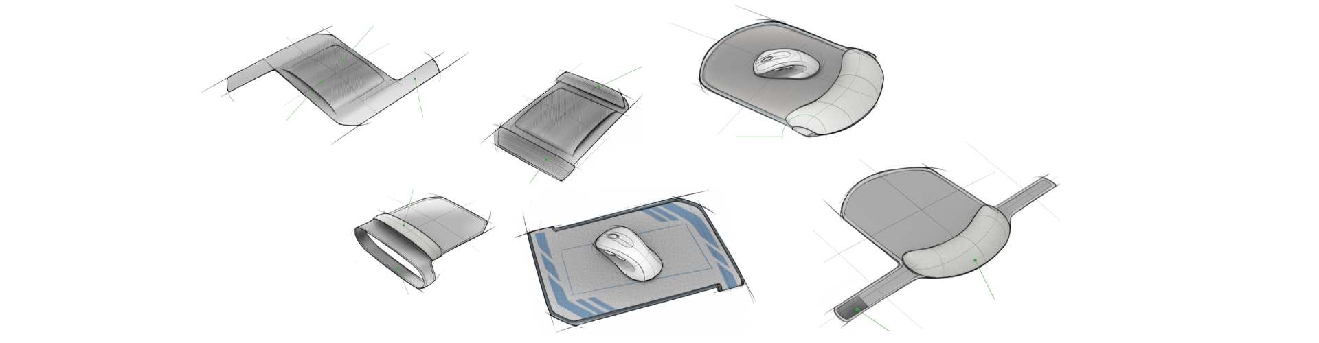 Initial concept drawings of our travel mouse pad